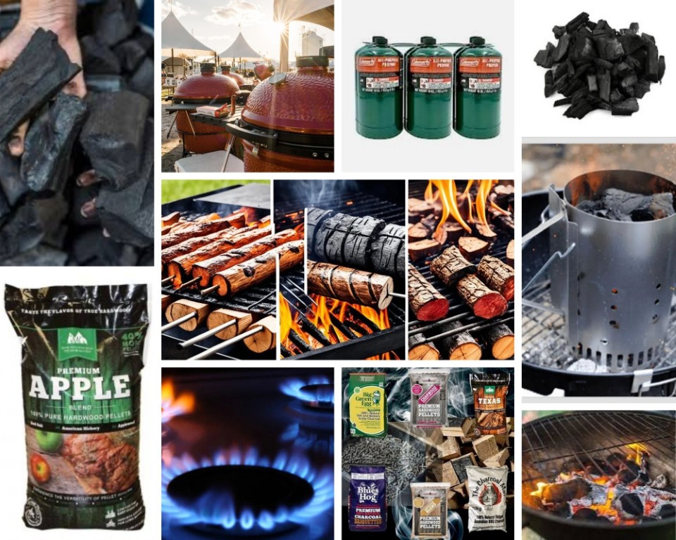 Various BBQ Fuel Sources Collage