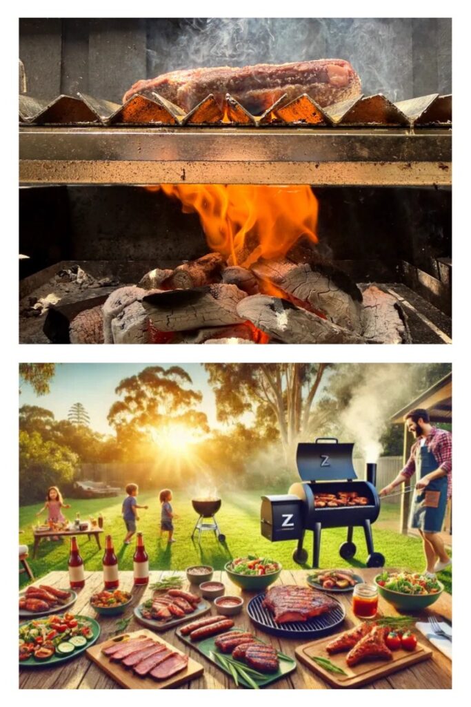 Collage of Australian BBQ and BBQ/Fire